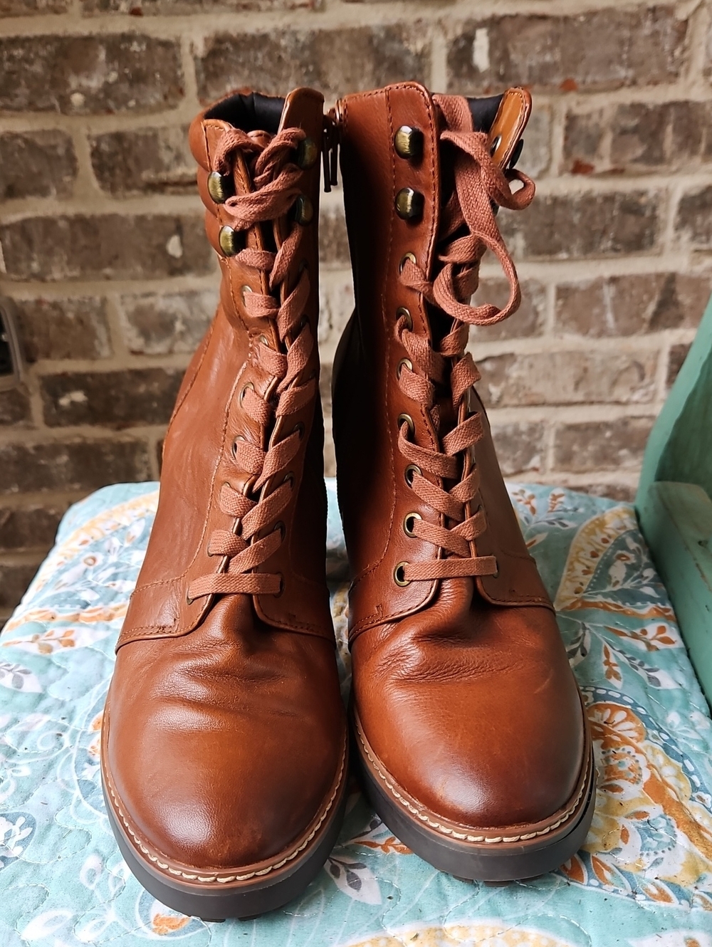 Naturalizer Callie2 Cider Spice Block Women’s Brown Lace-Up Leather Ankle Boots - Picture 3 of 7
